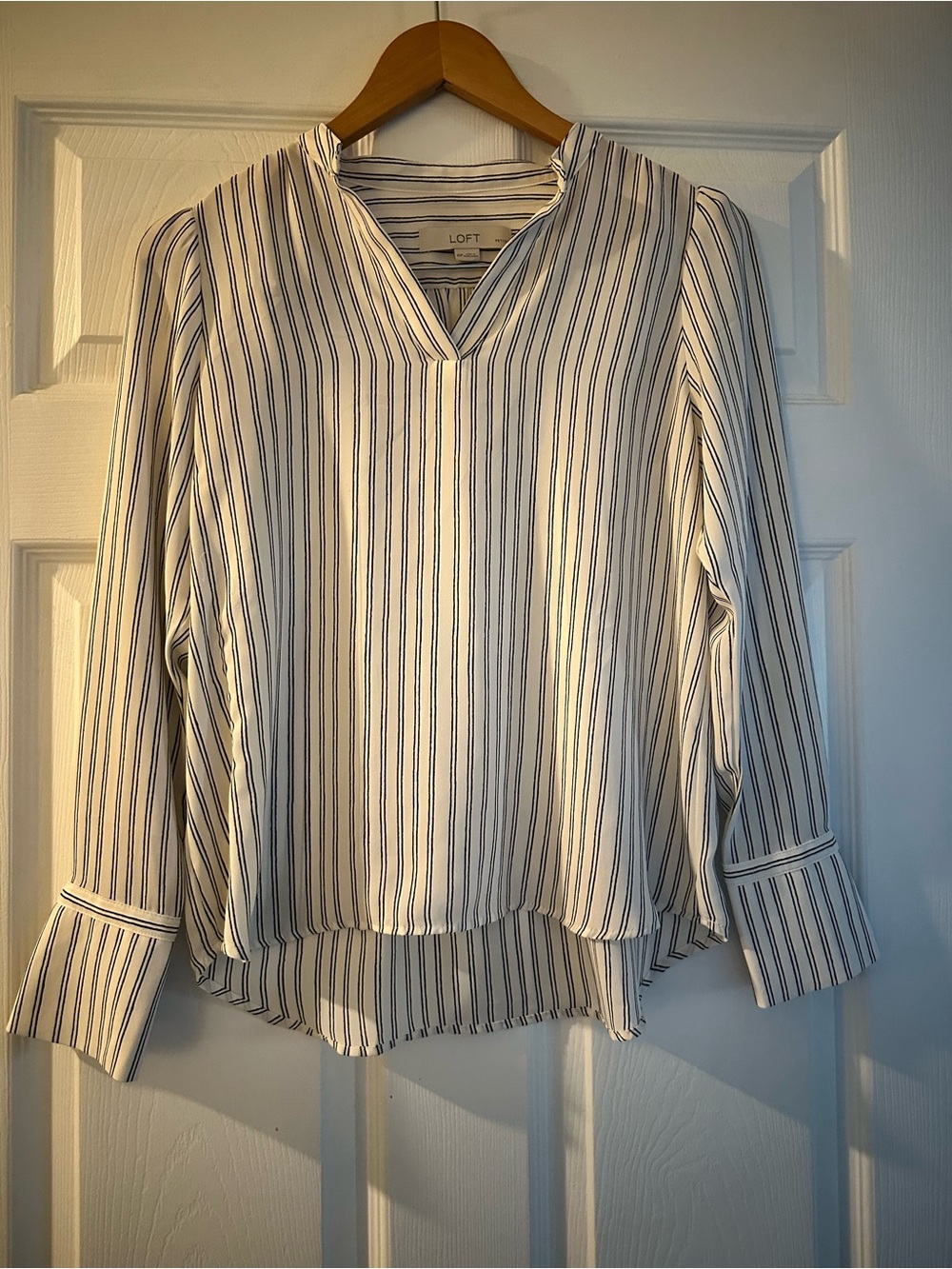 LOFT Cream and White Tops Trio - Cream, White, Navy Stripe - Picture 5 of 10